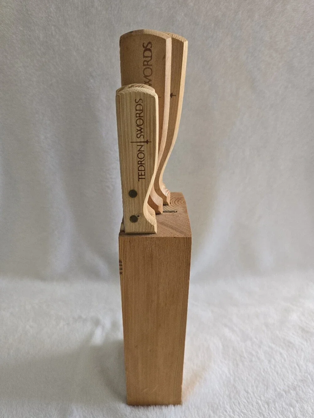 Tedron Swords Vintage 5-Piece Stainless Steel Kitchen Knife Set w/ Wooden Block